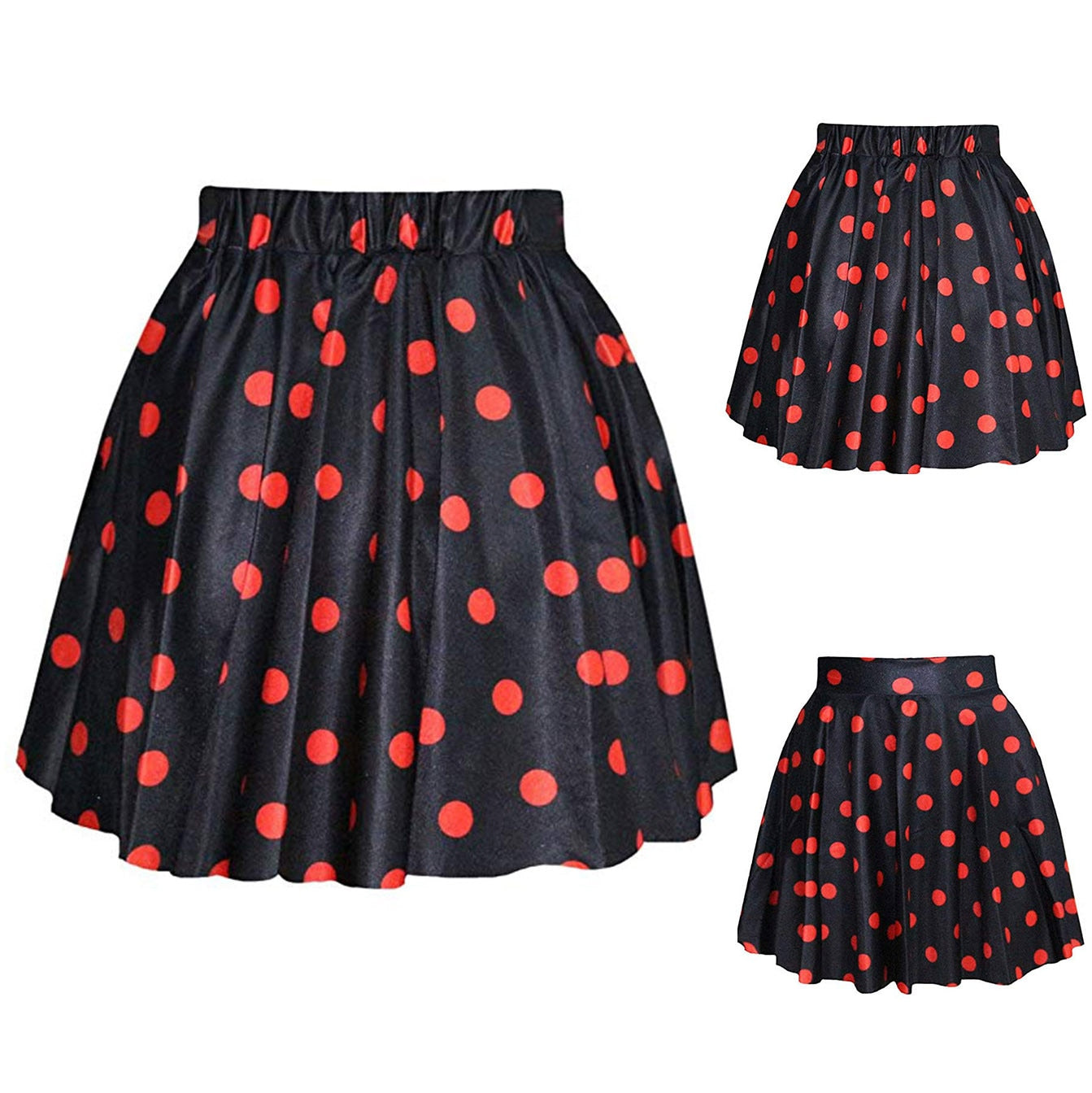 Polka Dot Skirt Of Women Casual Party High Waisted Candy Colors