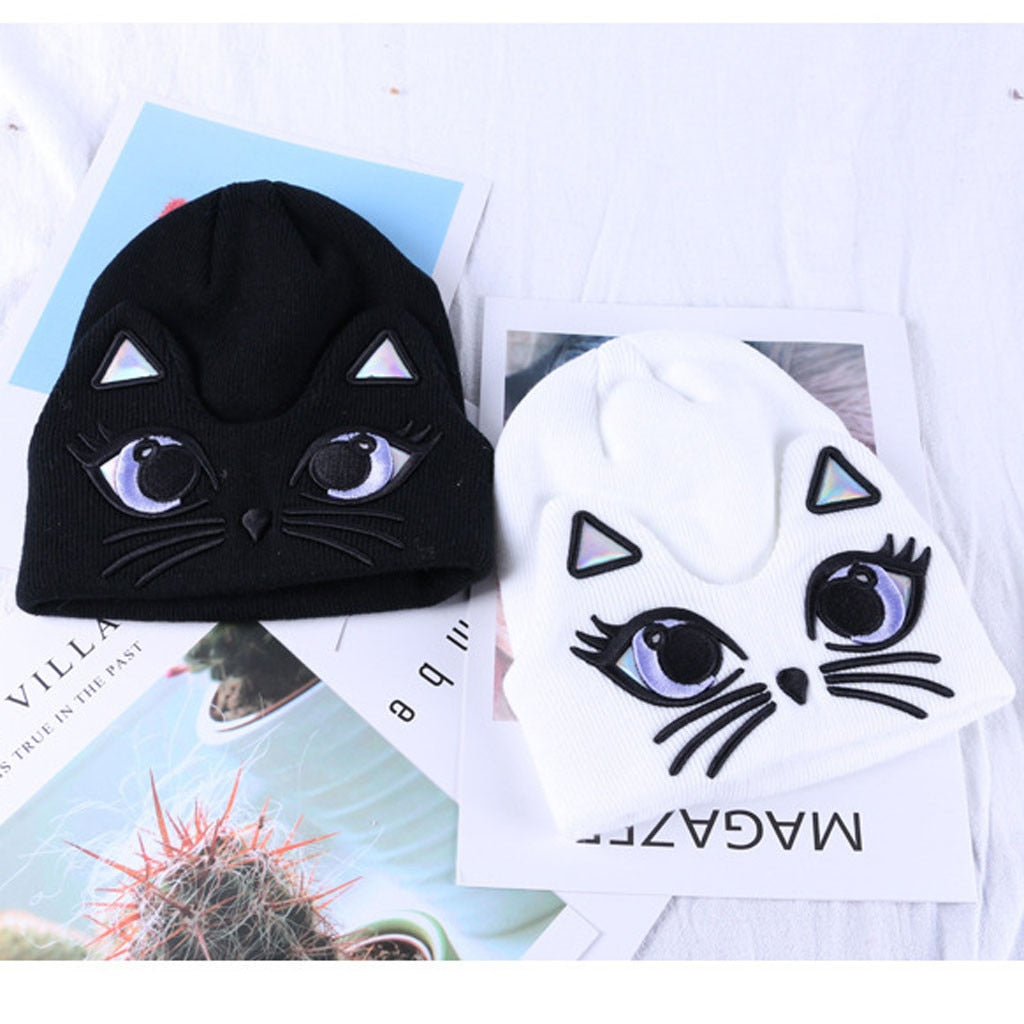 Women Ladies Caps Winter Warm Cartoon Cat