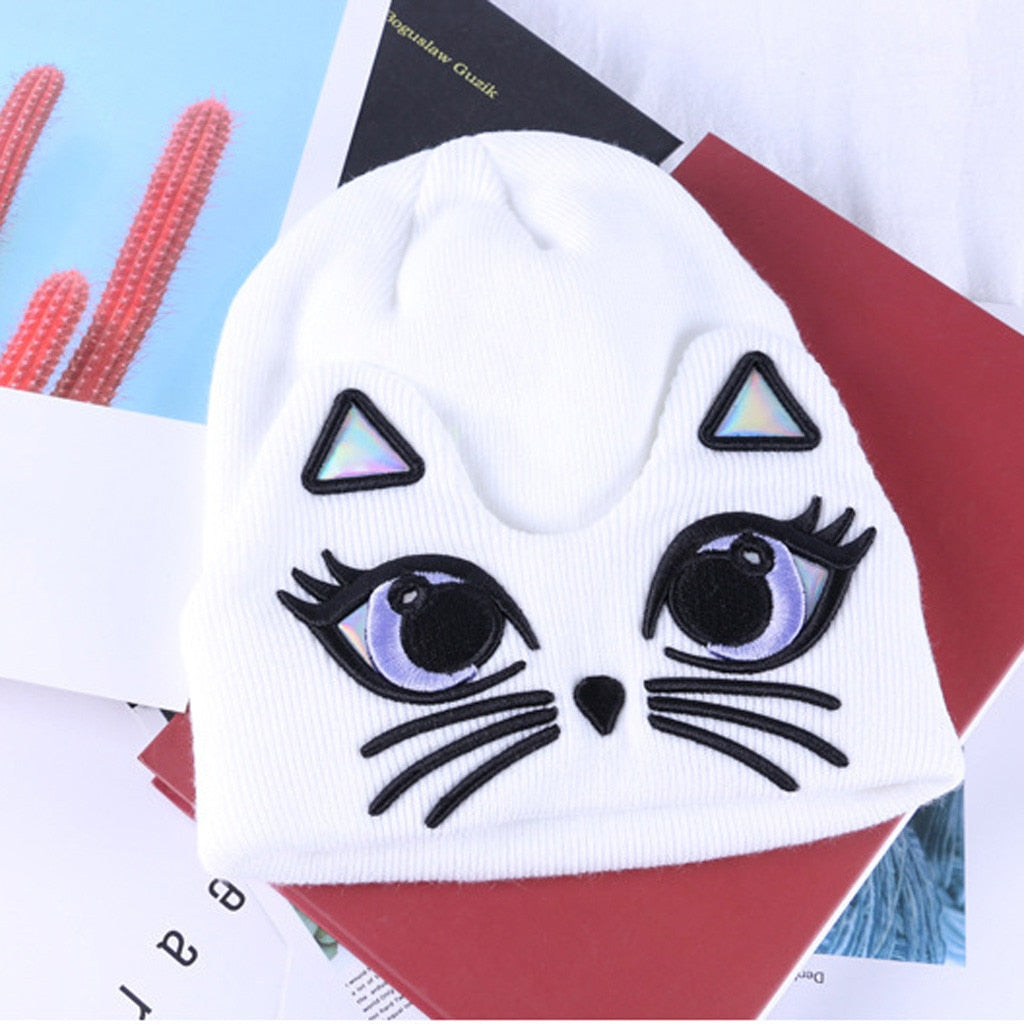 Women Ladies Caps Winter Warm Cartoon Cat