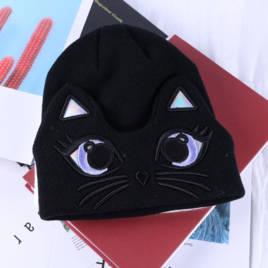 Women Ladies Caps Winter Warm Cartoon Cat
