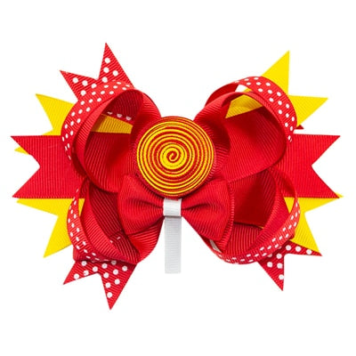 5 Inch Lollipop Hair Clips for School Girls Bowknot