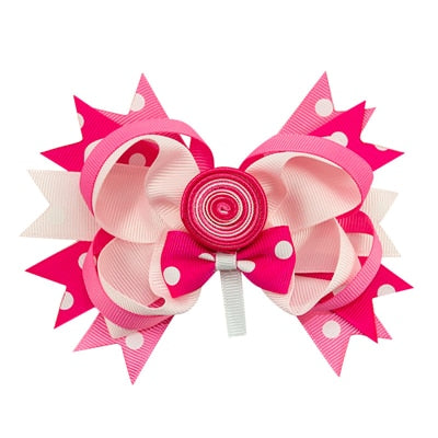 5 Inch Lollipop Hair Clips for School Girls Bowknot