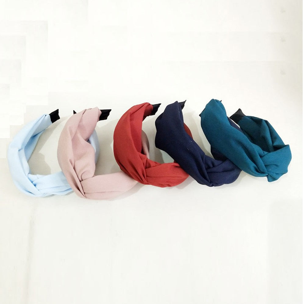 Summer Bohemian Hair Band Solid Color Cloth Wide