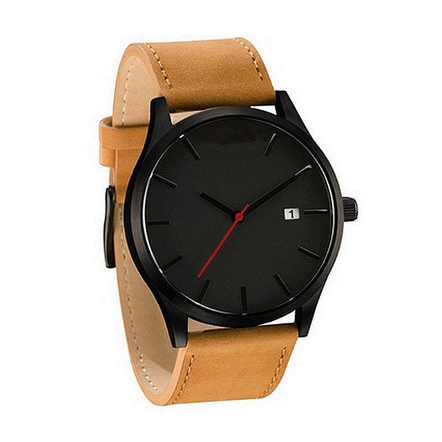 Couple Fashion Leather Band Analog Quartz Round Wrist Business men's