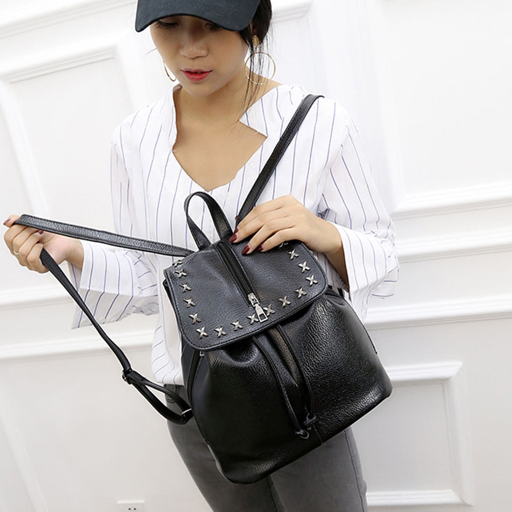 Fashion Women Leather Backpack Rucksack Travel School Bag