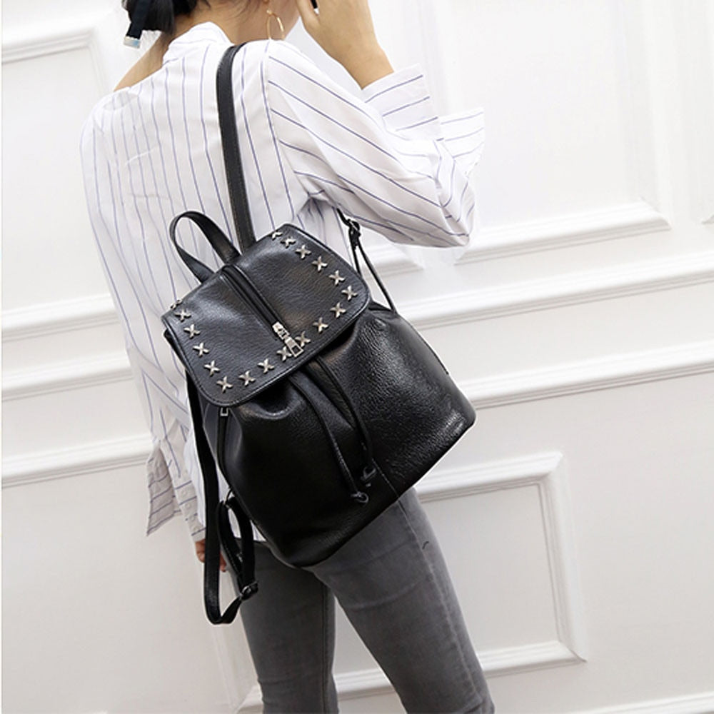 Fashion Women Leather Backpack Rucksack Travel School Bag