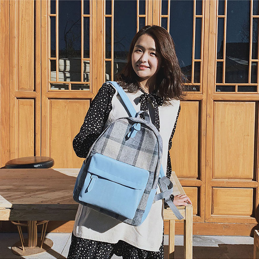 Business Leisure Travel Backpack Women Canvas Bag Retro Junior High School Student