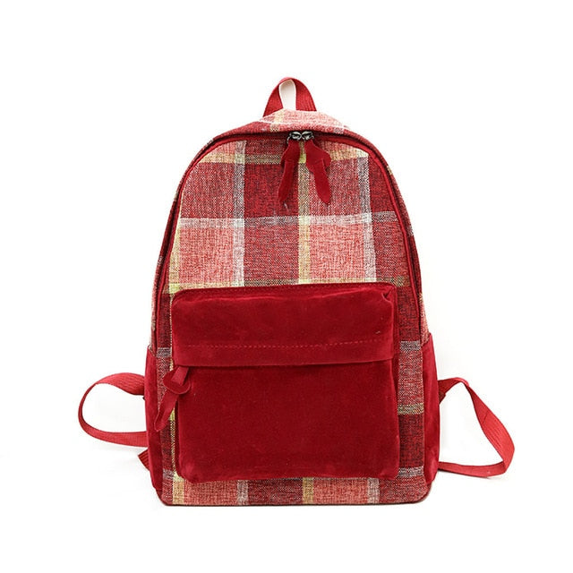 Business Leisure Travel Backpack Women Canvas Bag Retro Junior High School Student