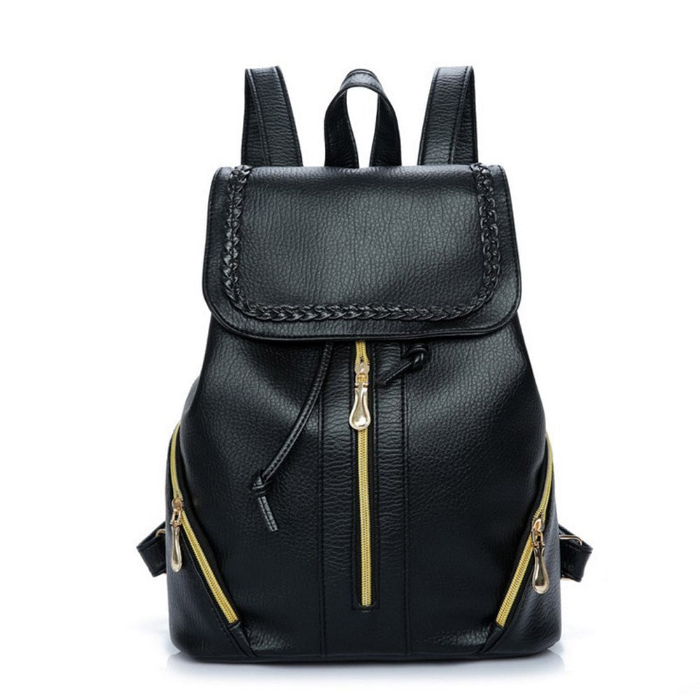 Women Pu Leather Female Backpacks Teenager School Bags