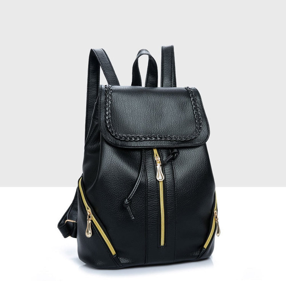 Women Pu Leather Female Backpacks Teenager School Bags