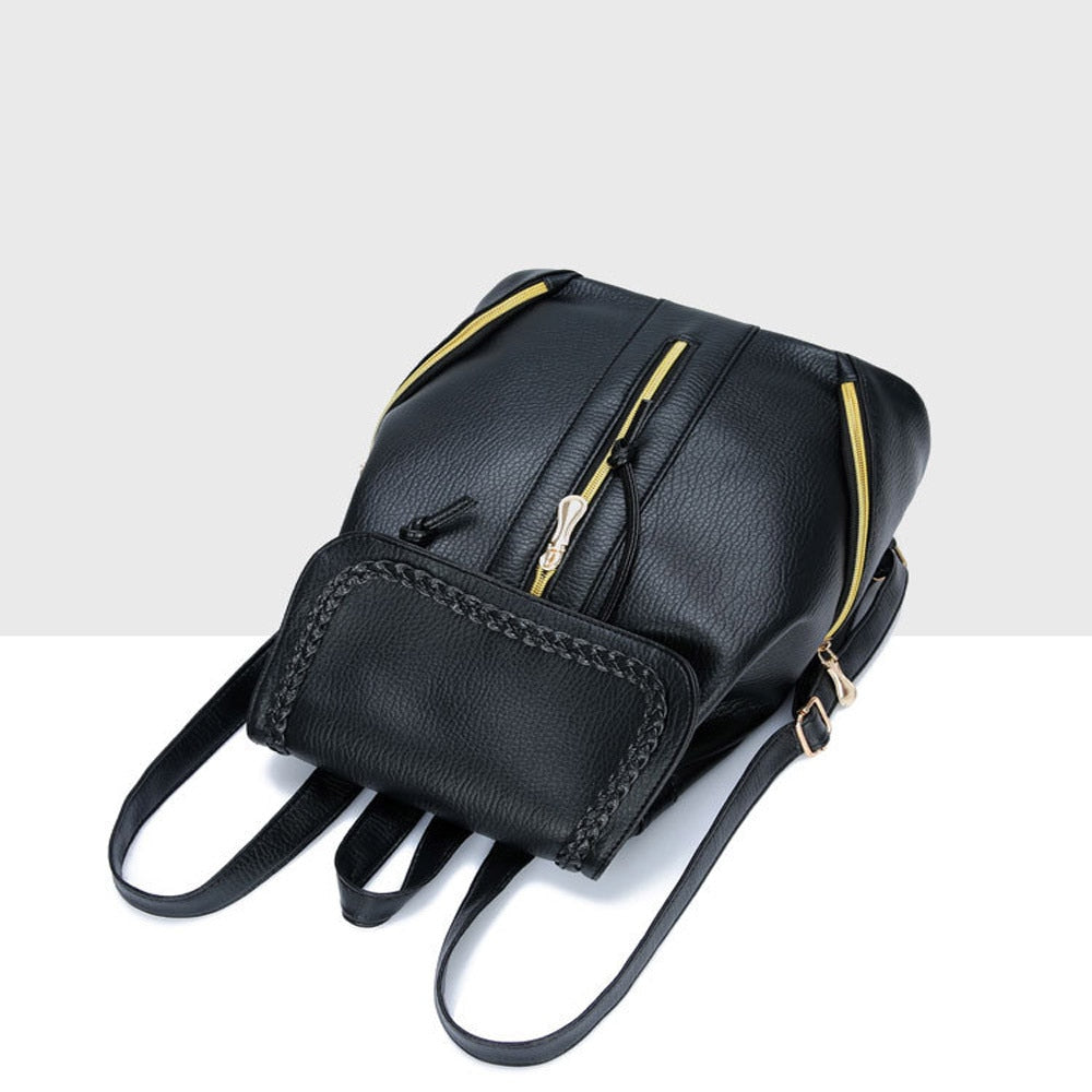 Women Pu Leather Female Backpacks Teenager School Bags