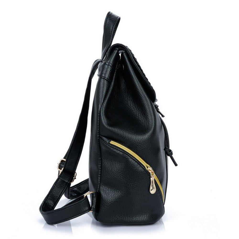 Women Pu Leather Female Backpacks Teenager School Bags