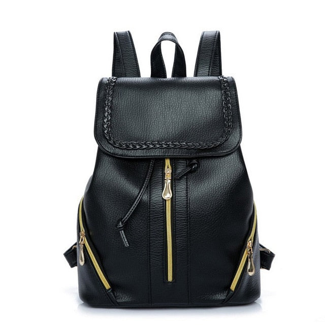 Women Pu Leather Female Backpacks Teenager School Bags