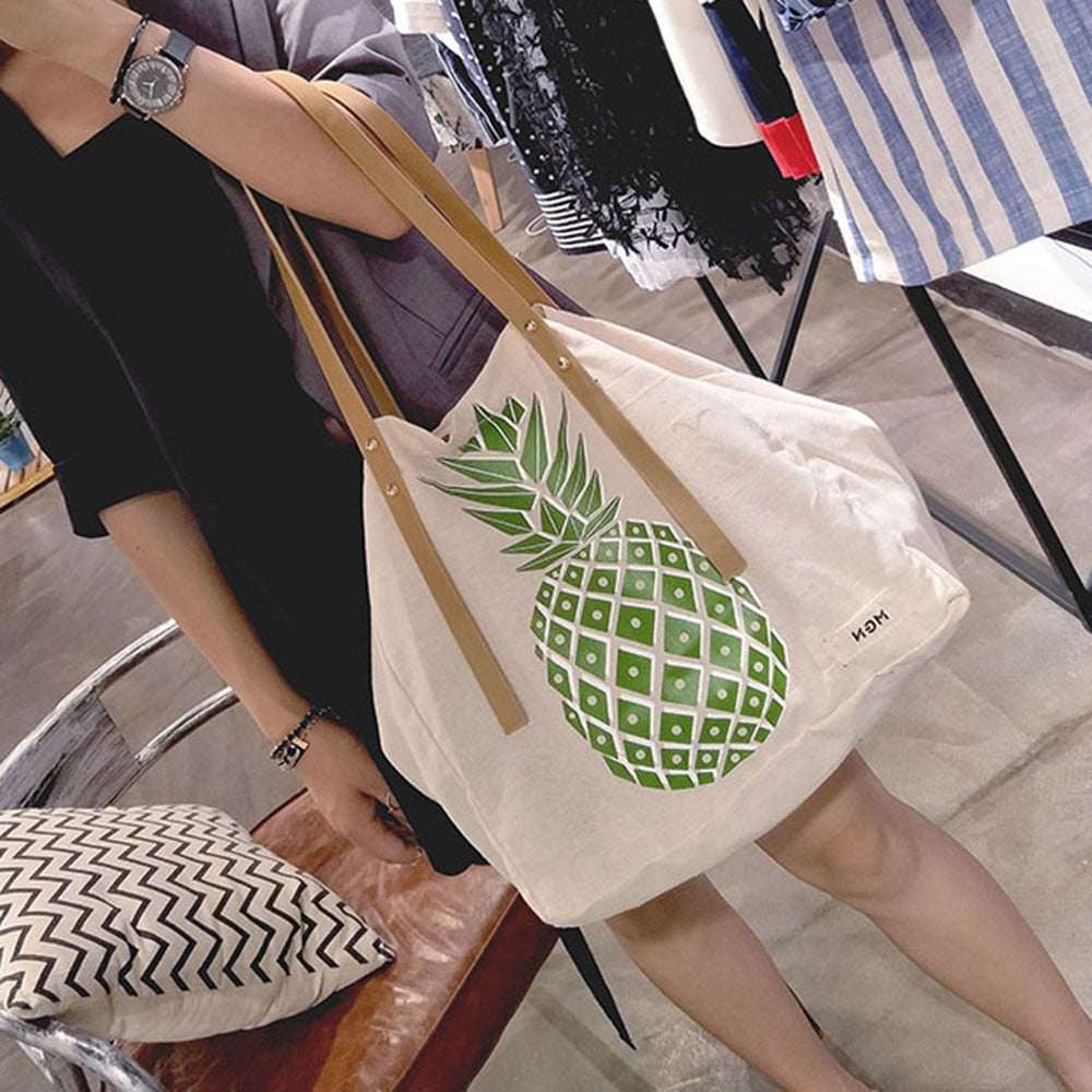 Women Canvas Pineapple Printed Shoulder bag
