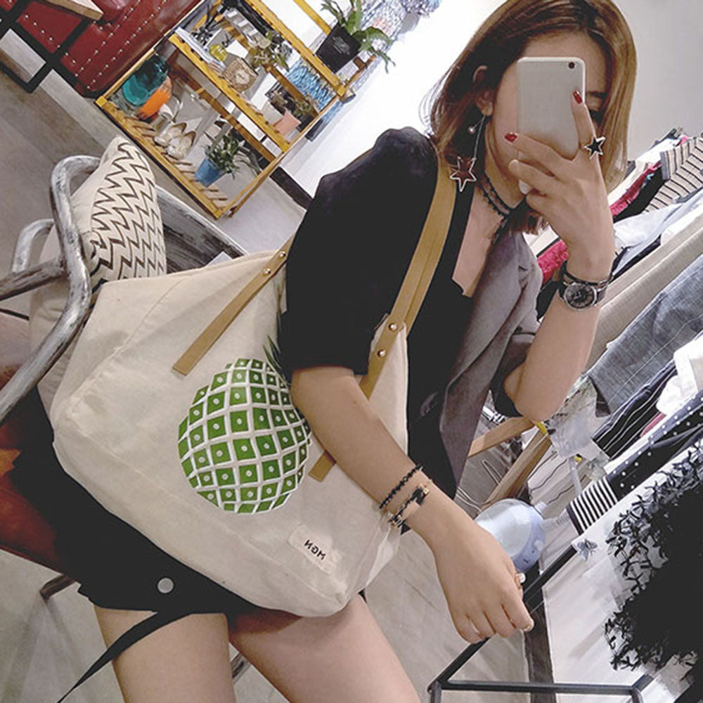Women Canvas Pineapple Printed Shoulder bag