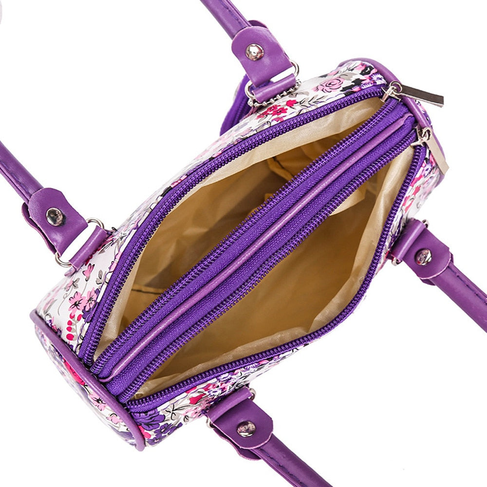 Women's fashion embroidered leather shoulder bag