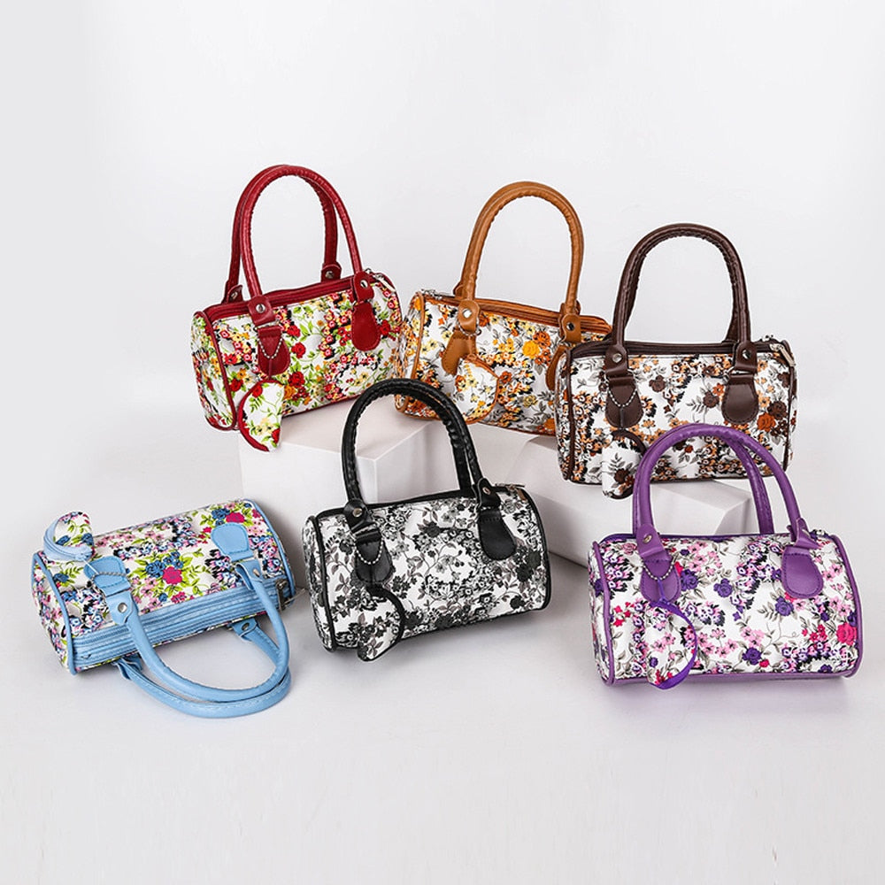 Women's fashion embroidered leather shoulder bag