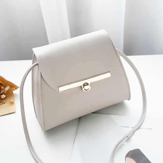 Simple Flap Shoulder PU Leather Bags Women Girls Pure Color
