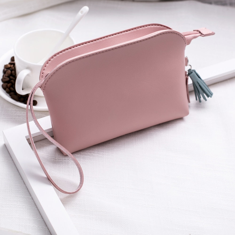 Fashion Women's Purse Cute Mini Money Ladies Leather Tassels Lichee Pattern