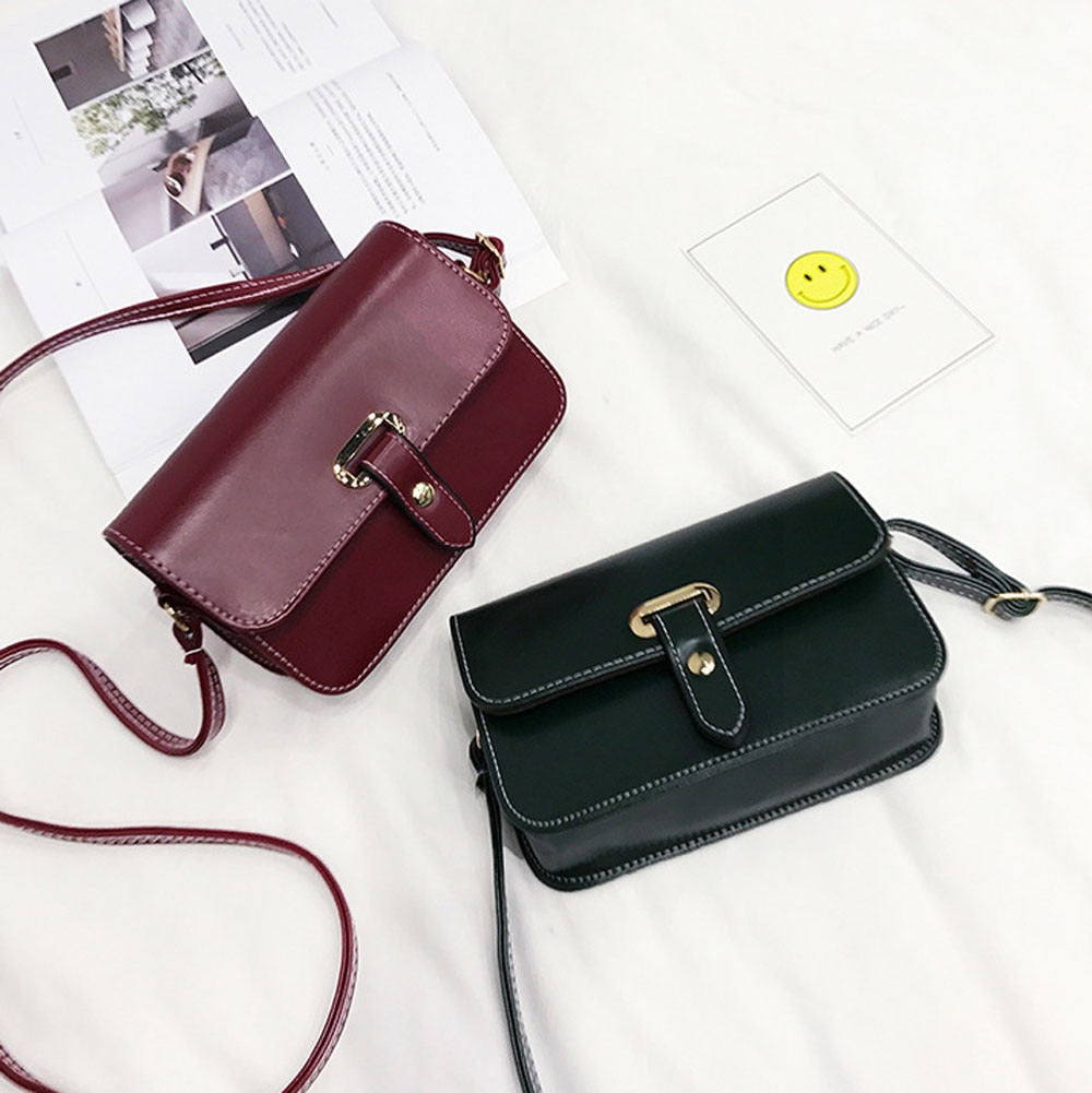 PU Leather Handbag for Women Fashion Girls Small Square Crossbody