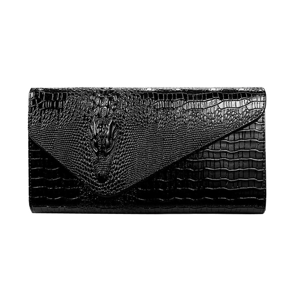 Women Handbag Money Coin Purses Holder Alligator Crocodile Long Clutch