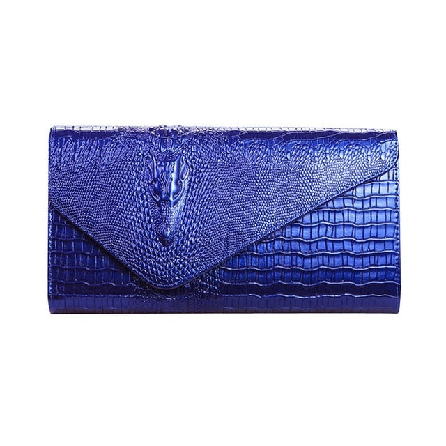 Women Handbag Money Coin Purses Holder Alligator Crocodile Long Clutch