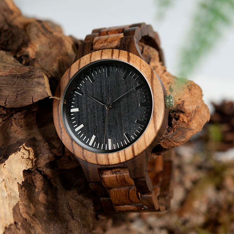 Wood Men Watch Zabra Wooden Timepieces Quartz Watches for Men