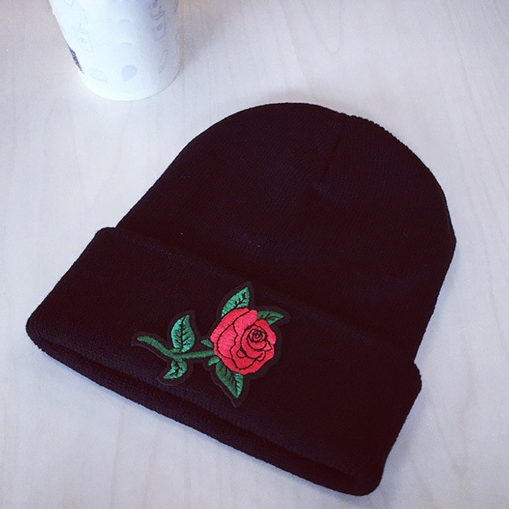 Fashion Women Winter Keep Warm Rose Embroidery Applique