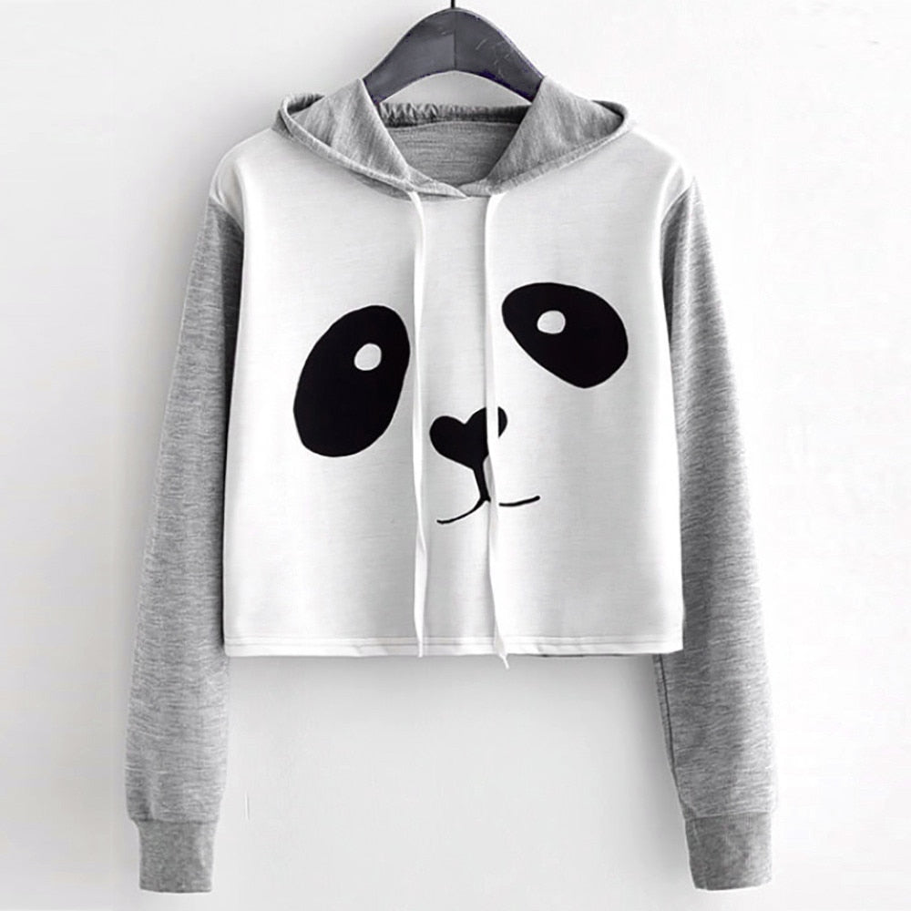 Cartoon Crop Top Women Kawaii Anime Hoodie Sweatshirt