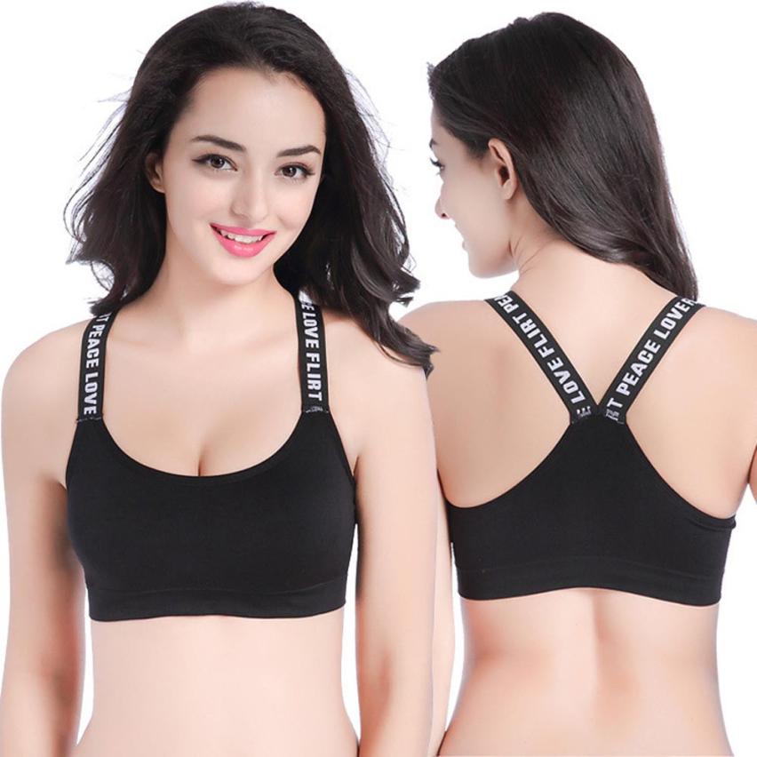 Women Letter Printed Push Up Padded Yoga Sports Bra