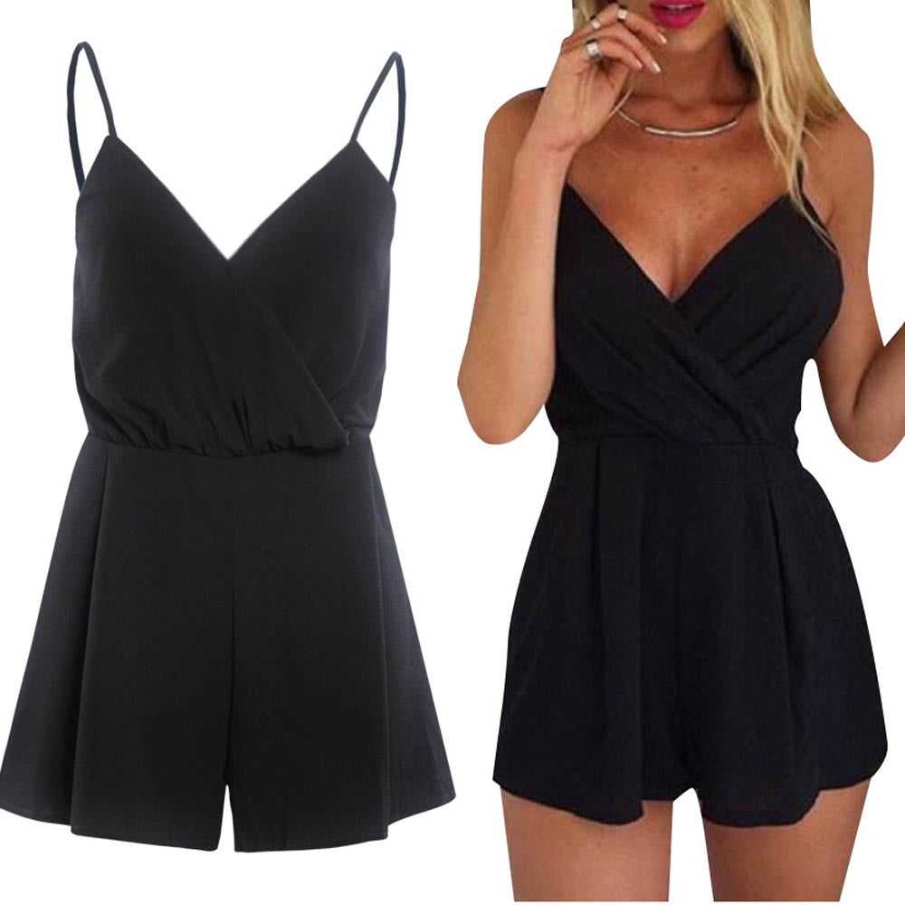 Sexy Playsuit Women Sleeveless Bodycon Black Elegant Jumpsuit Ladies Summer Romper