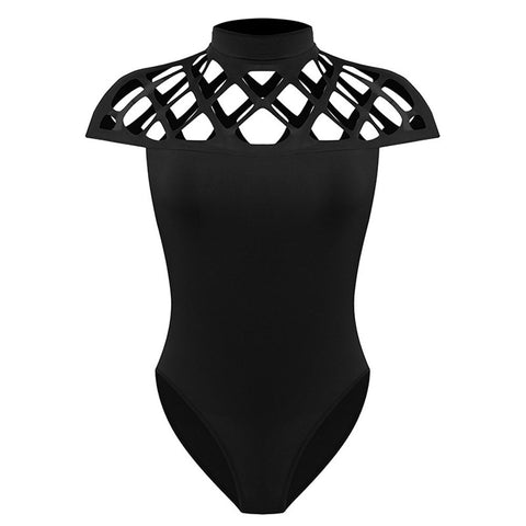 Elegant Choker Jumpsuit Womens High Neck Bodysuits Sexy Rompers