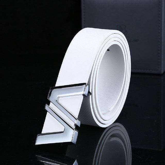 New Men Automatic Letter Buckle Leather Waist Strap Belts