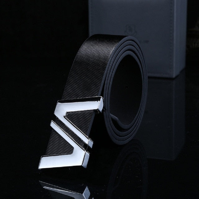 New Men Automatic Letter Buckle Leather Waist Strap Belts