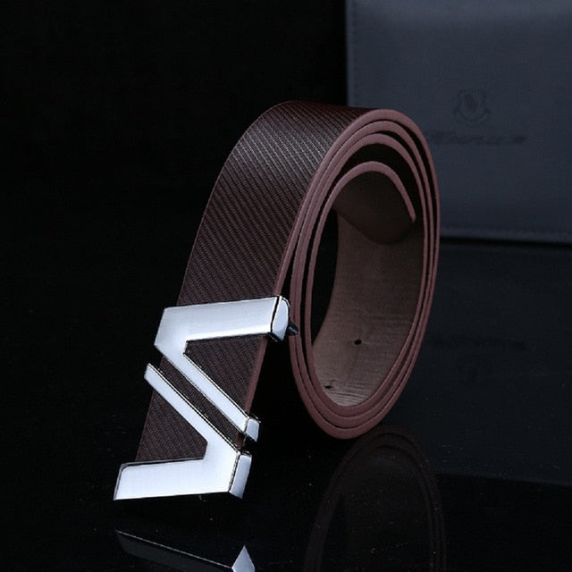 New Men Automatic Letter Buckle Leather Waist Strap Belts