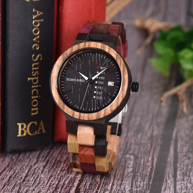 Bamboo Wooden Lover Couple Watches Men Show Date Ladies