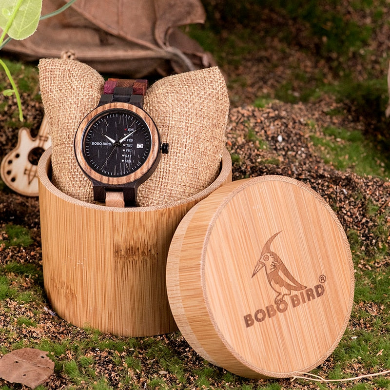 Bamboo Wooden Lover Couple Watches Men Show Date Ladies