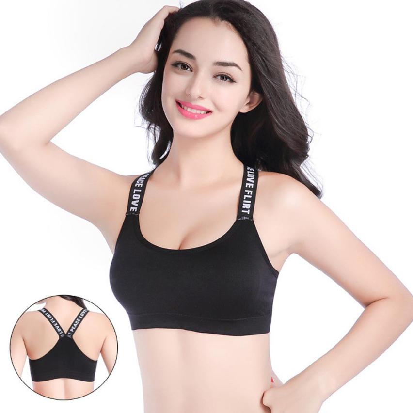 Women Letter Printed Push Up Padded Yoga Sports Bra