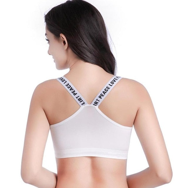 Women Letter Printed Push Up Padded Yoga Sports Bra