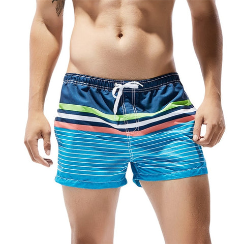 Newly Design Mens Summer Blue Striped Breathable Beach Board Shorts