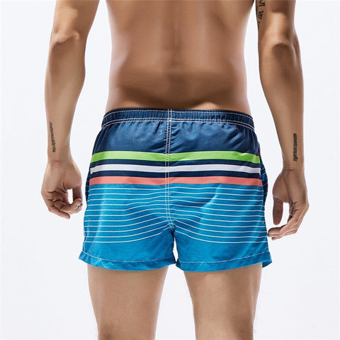 Newly Design Mens Summer Blue Striped Breathable Beach Board Shorts