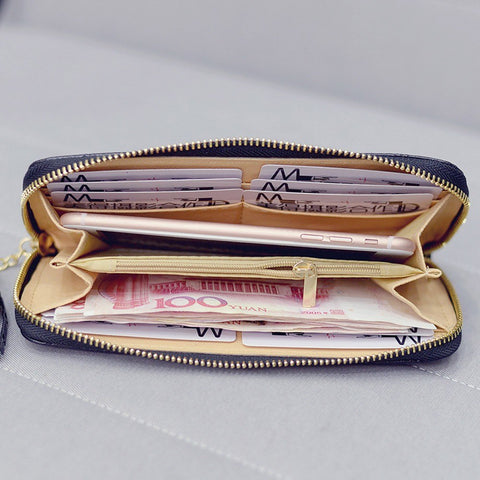 Women Lady Leather Long Wallet Tassel