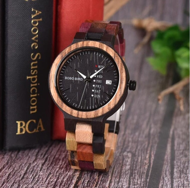 Bamboo Wooden Lover Couple Watches Men Show Date Ladies