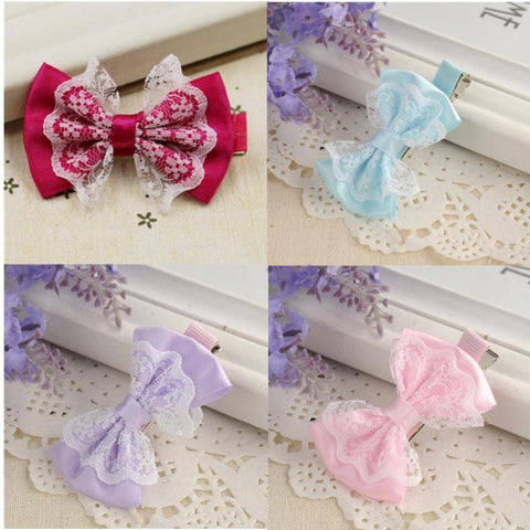 Best sale Cute Lace Bowknot Hair Clips Beautiful Baby Girl
