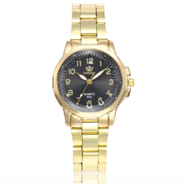 Women Fashion Stainless Steel Band Analog Quartz Round Wrist Watch