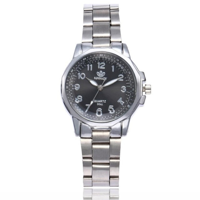 Women Fashion Stainless Steel Band Analog Quartz Round Wrist Watch