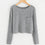 Simple Solid Gray Pocket Pullover Women Autumn Hoodies