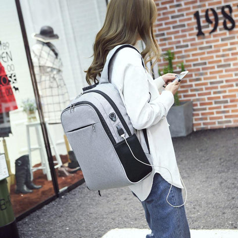 Men USB Charge Laptop Backpack Anti-theft