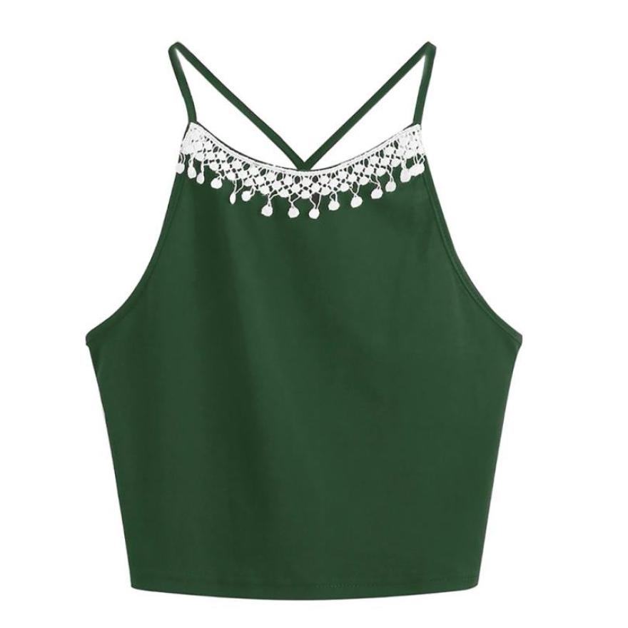 Fashion Crop Sleeveless Vest Solid Bandage Tops