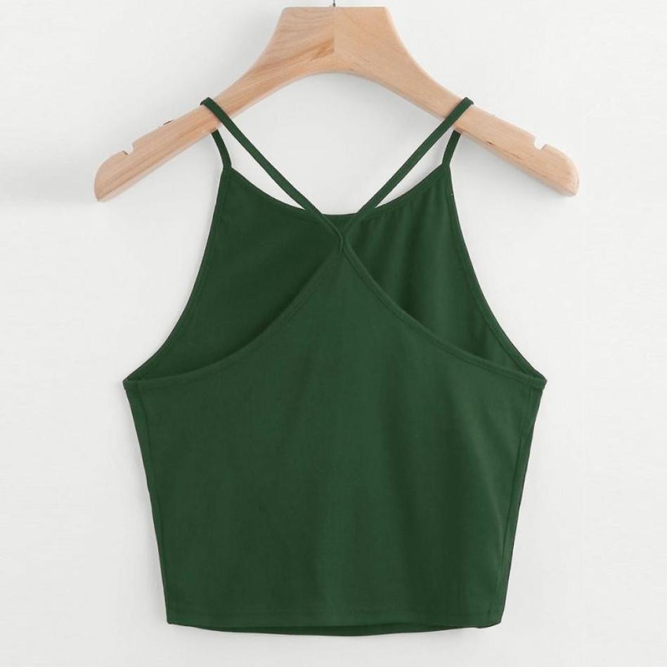 Fashion Crop Sleeveless Vest Solid Bandage Tops